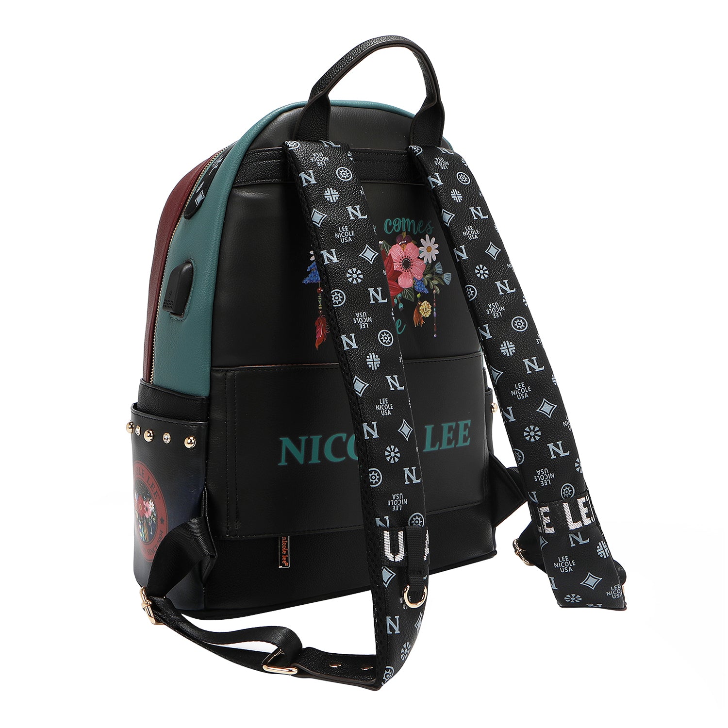 LARGE USB FASHION BACKPACK WITH CHARGING PORT AND POUCH