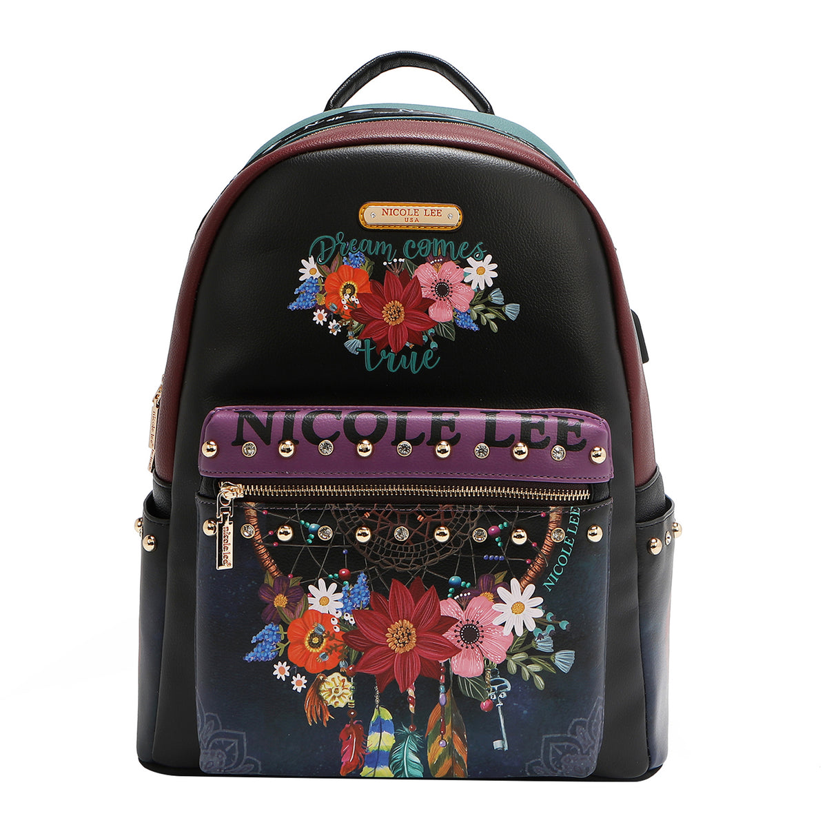 LARGE USB FASHION BACKPACK WITH CHARGING PORT AND POUCH