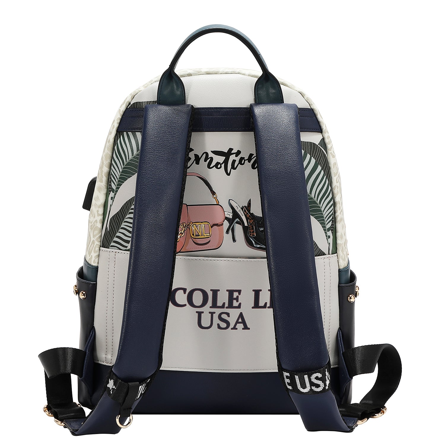 LARGE USB FASHION BACKPACK WITH CHARGING PORT AND POUCH