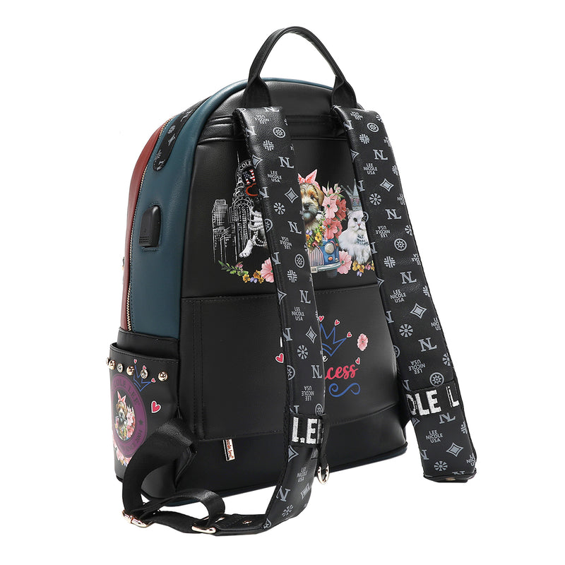 LARGE USB FASHION BACKPACK WITH CHARGING PORT AND POUCH