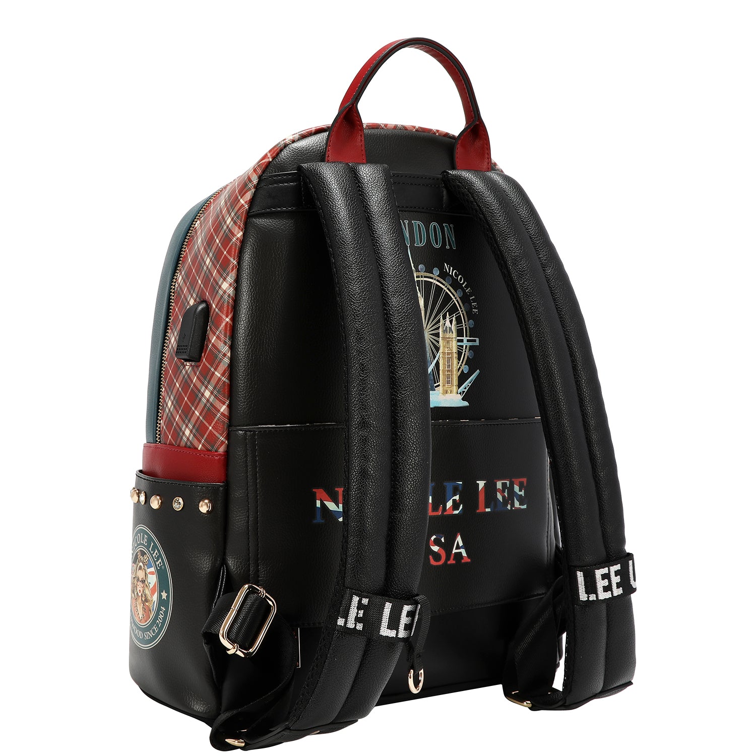 LARGE USB FASHION BACKPACK WITH CHARGING PORT AND POUCH