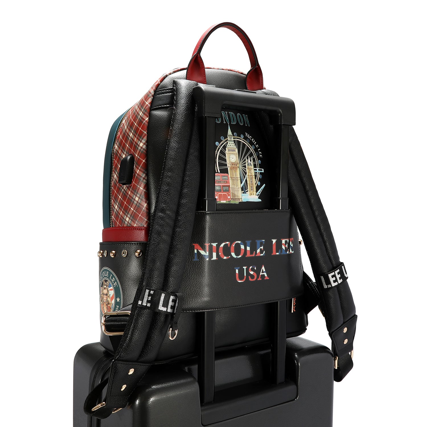 LARGE USB FASHION BACKPACK WITH CHARGING PORT AND POUCH