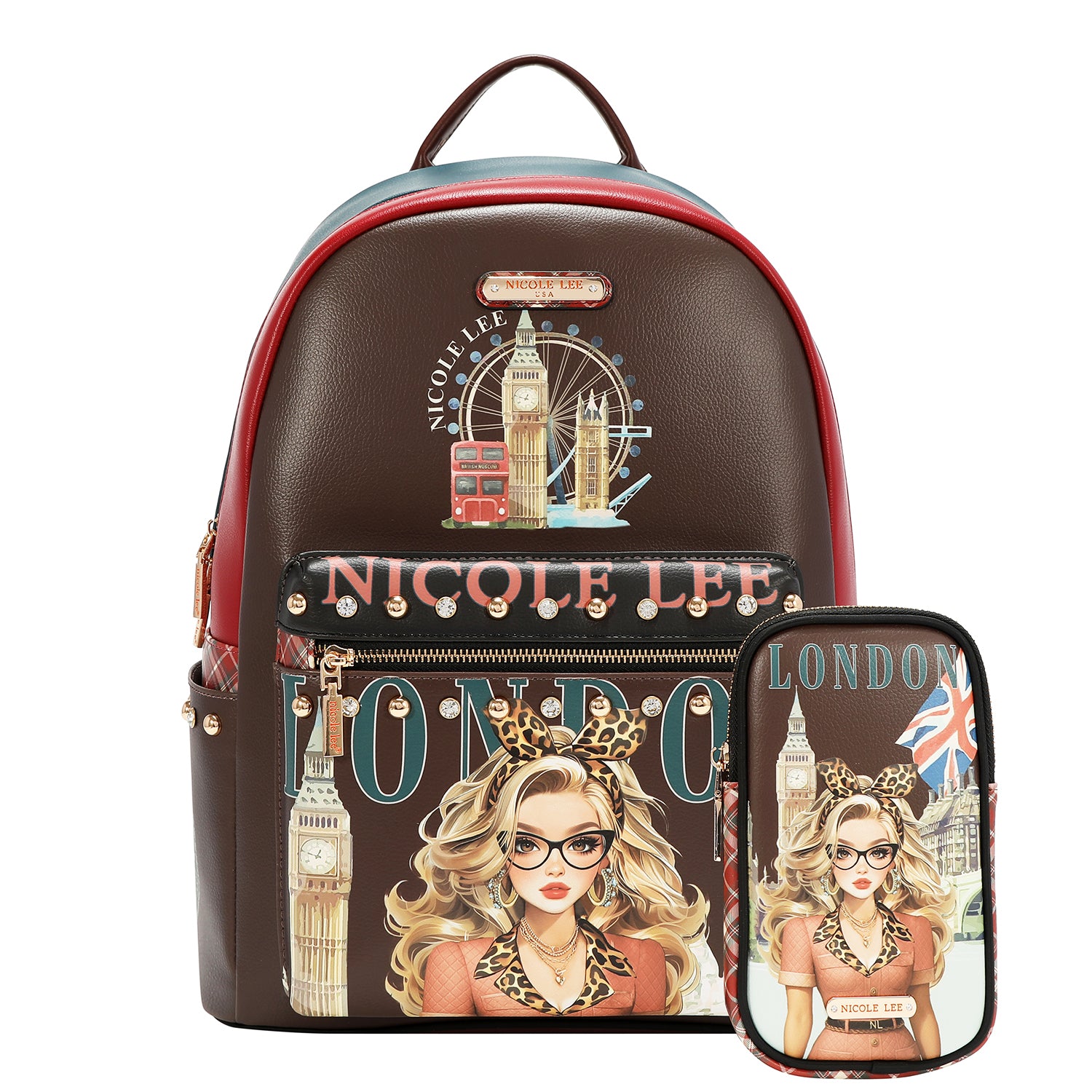 LARGE USB FASHION BACKPACK WITH CHARGING PORT AND POUCH