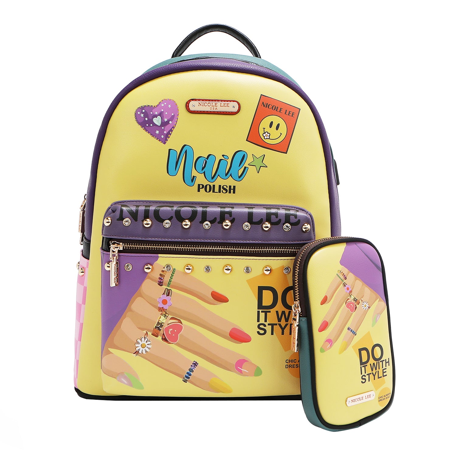 LARGE USB FASHION BACKPACK WITH CHARGING PORT AND POUCH