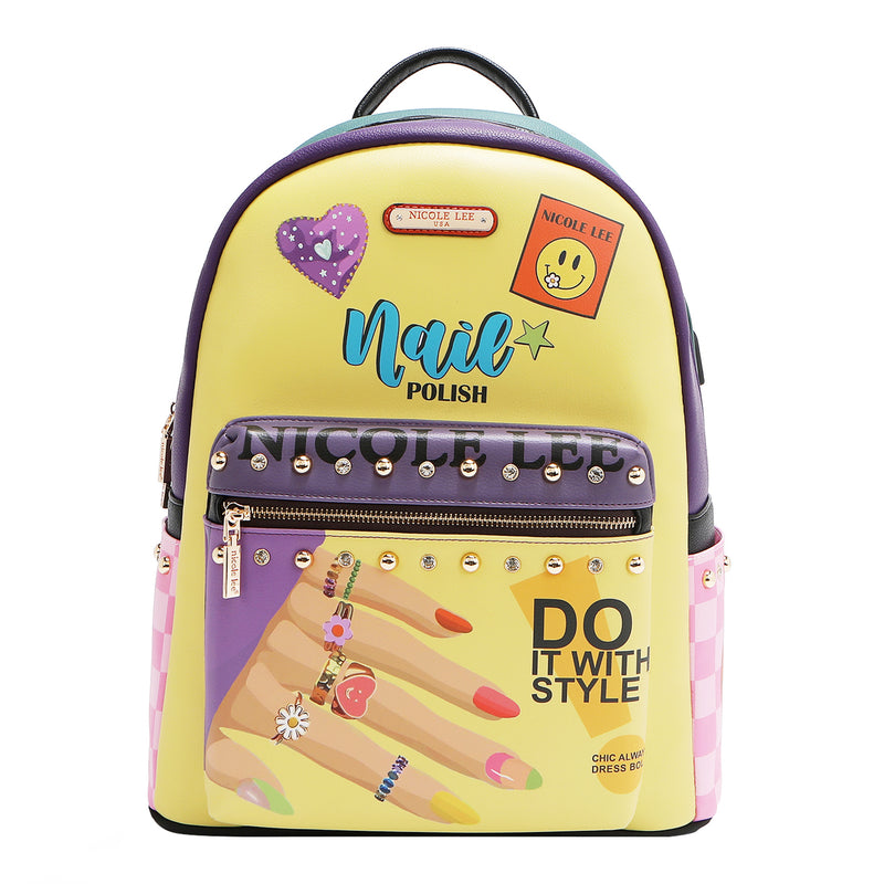 LARGE USB FASHION BACKPACK WITH CHARGING PORT AND POUCH