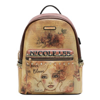 LARGE USB FASHION BACKPACK WITH CHARGING PORT AND POUCH