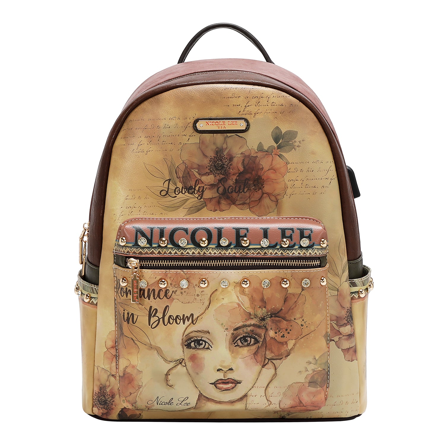 LARGE USB FASHION BACKPACK WITH CHARGING PORT AND POUCH