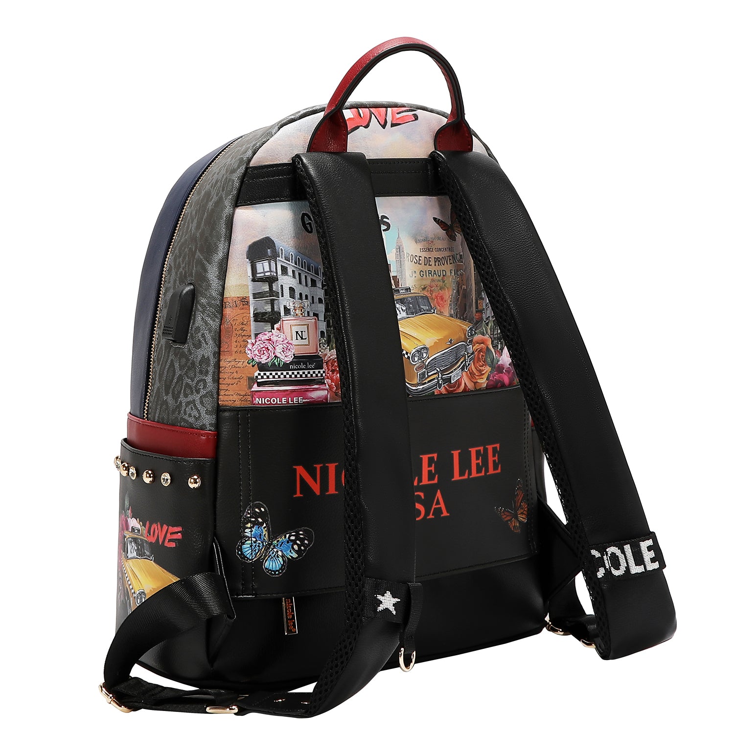 LARGE USB FASHION BACKPACK WITH CHARGING PORT AND POUCH