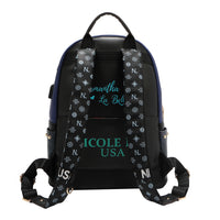 LARGE USB FASHION BACKPACK WITH CHARGING PORT AND POUCH