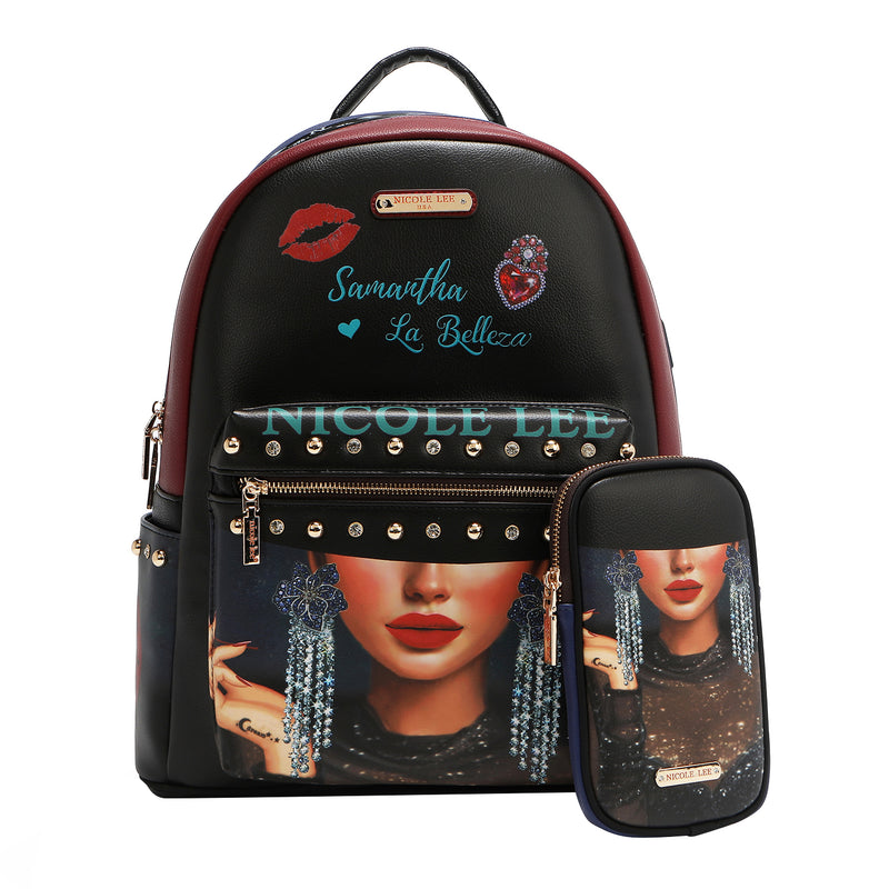 LARGE USB FASHION BACKPACK WITH CHARGING PORT AND POUCH