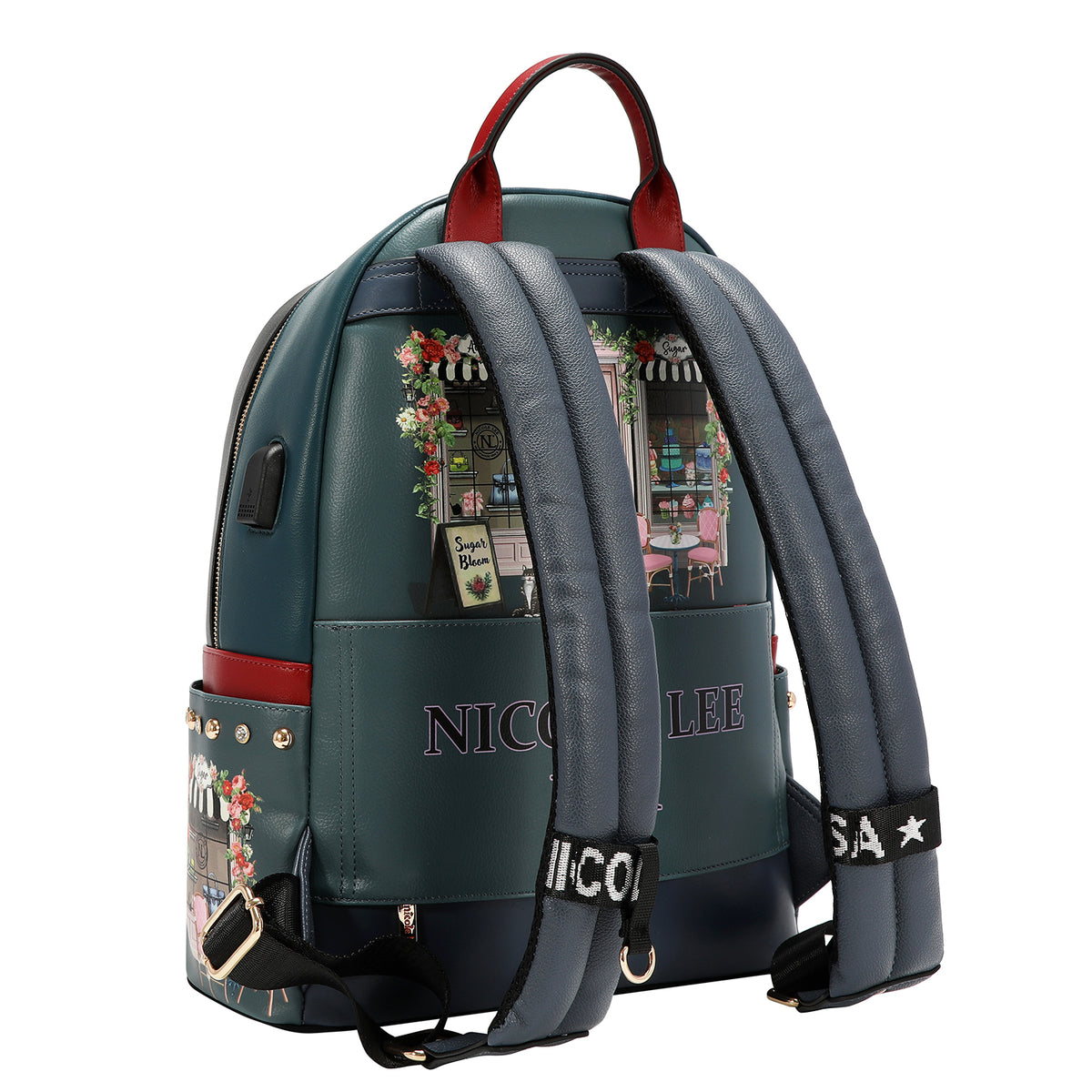 LARGE USB FASHION BACKPACK WITH CHARGING PORT AND POUCH