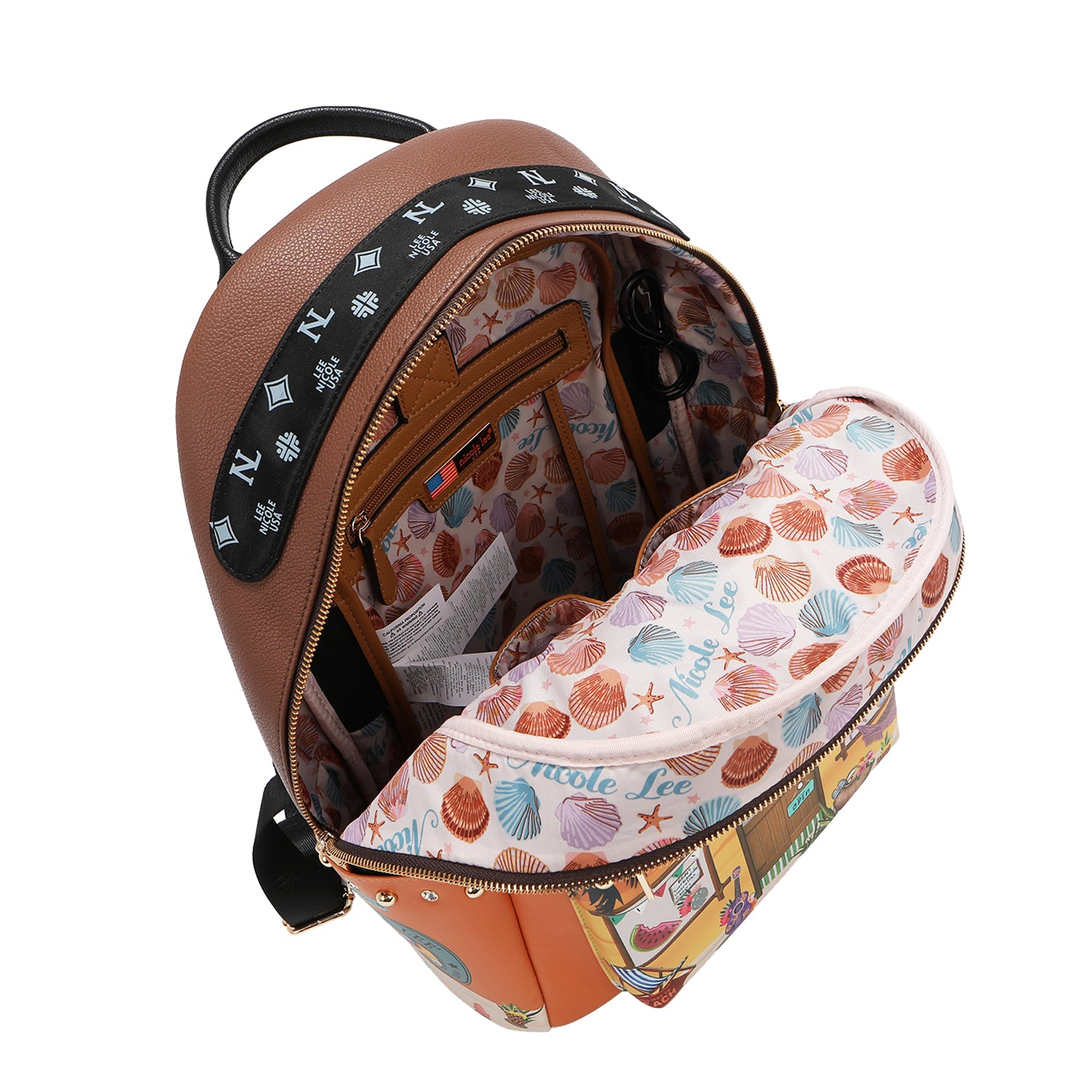 LARGE USB FASHION BACKPACK WITH CHARGING PORT AND POUCH