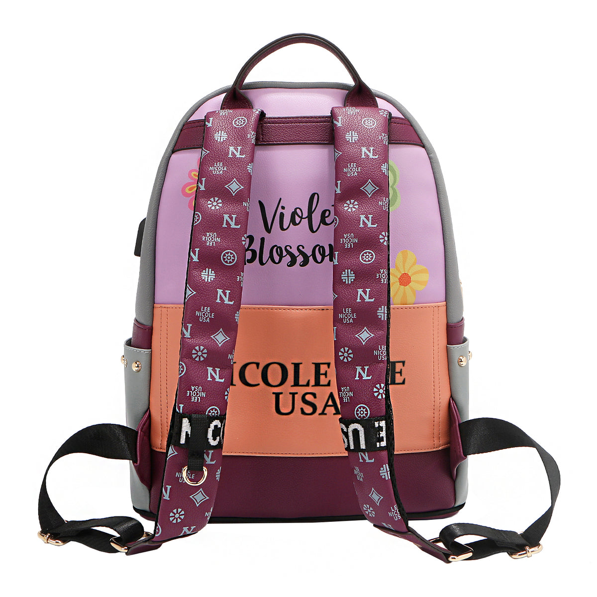 LARGE USB FASHION BACKPACK WITH CHARGING PORT AND POUCH