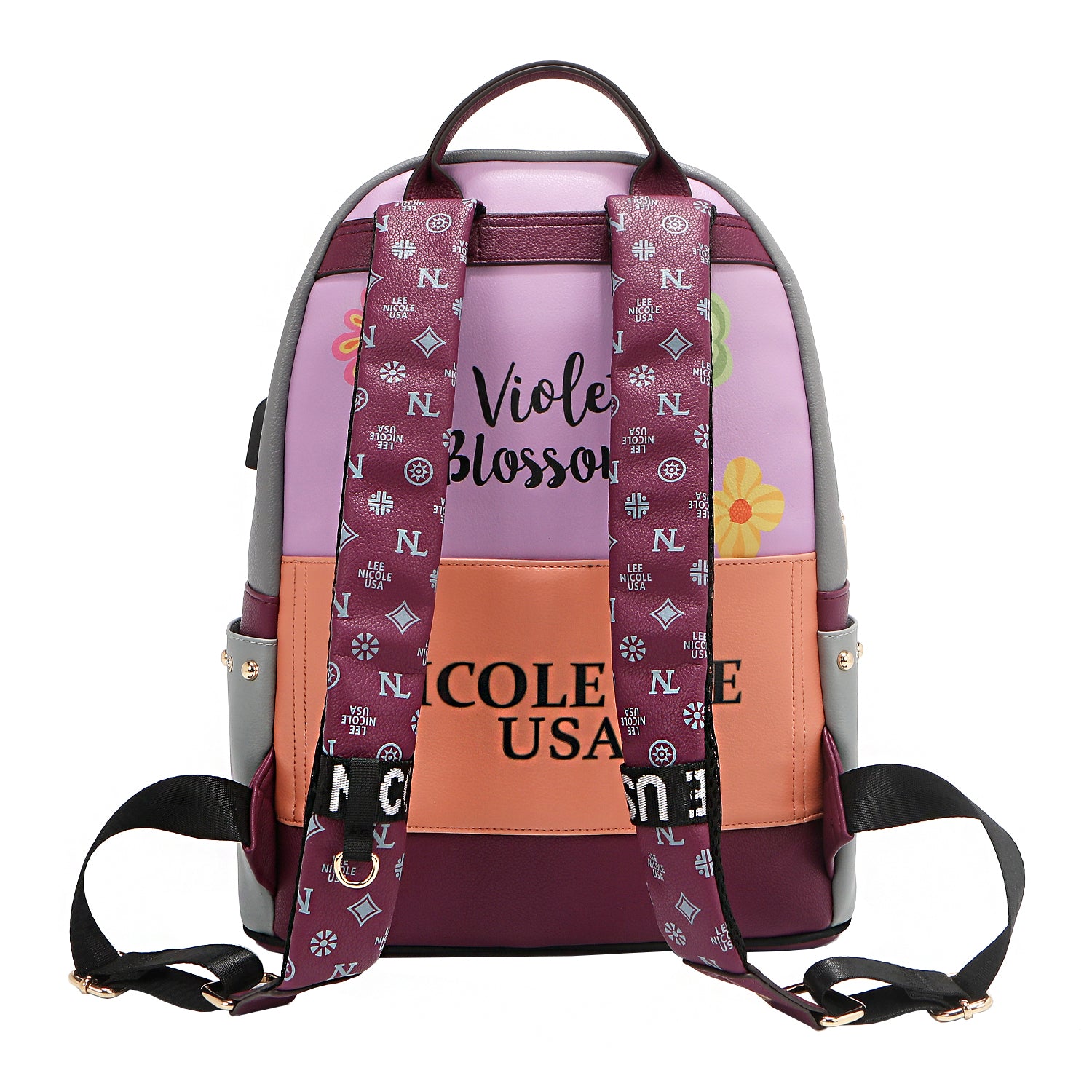 LARGE USB FASHION BACKPACK WITH CHARGING PORT AND POUCH