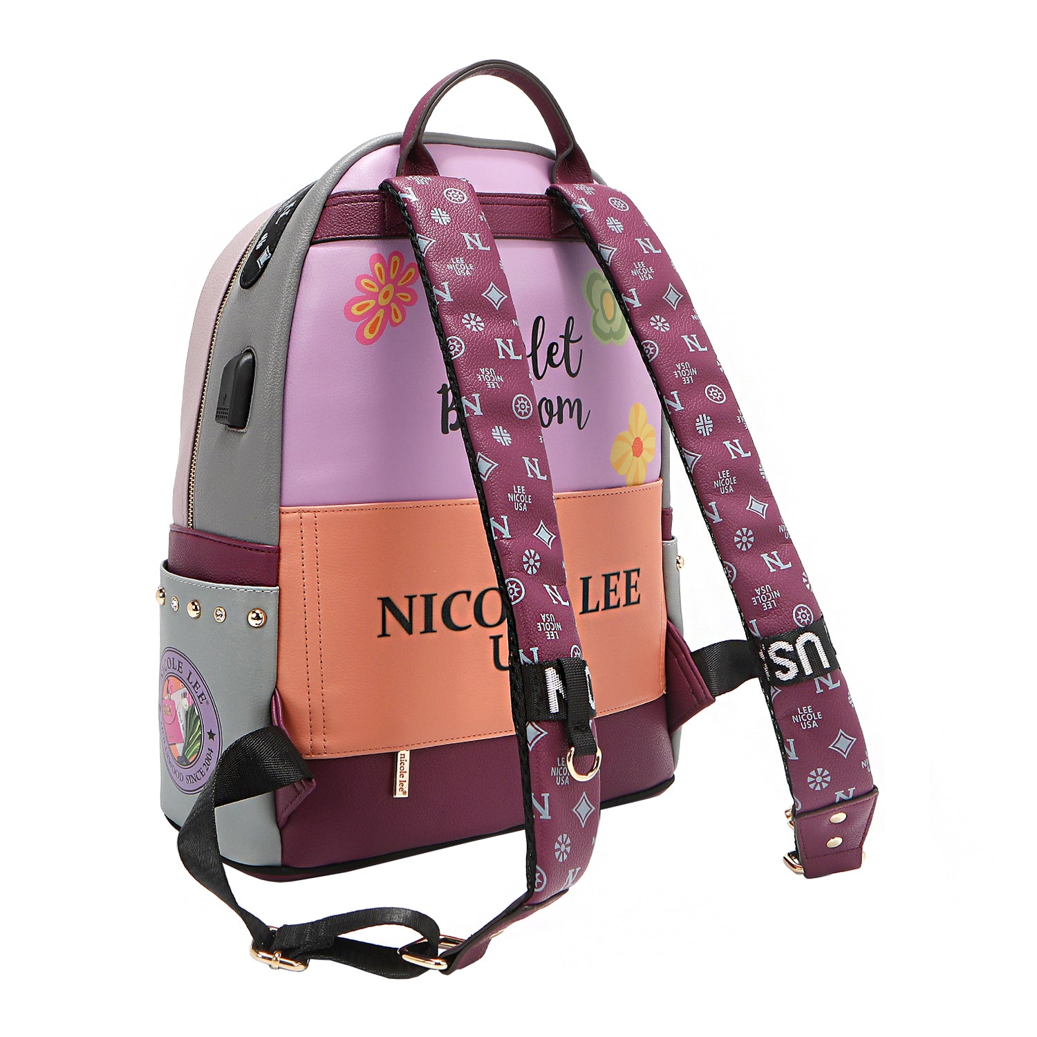 LARGE USB FASHION BACKPACK WITH CHARGING PORT AND POUCH