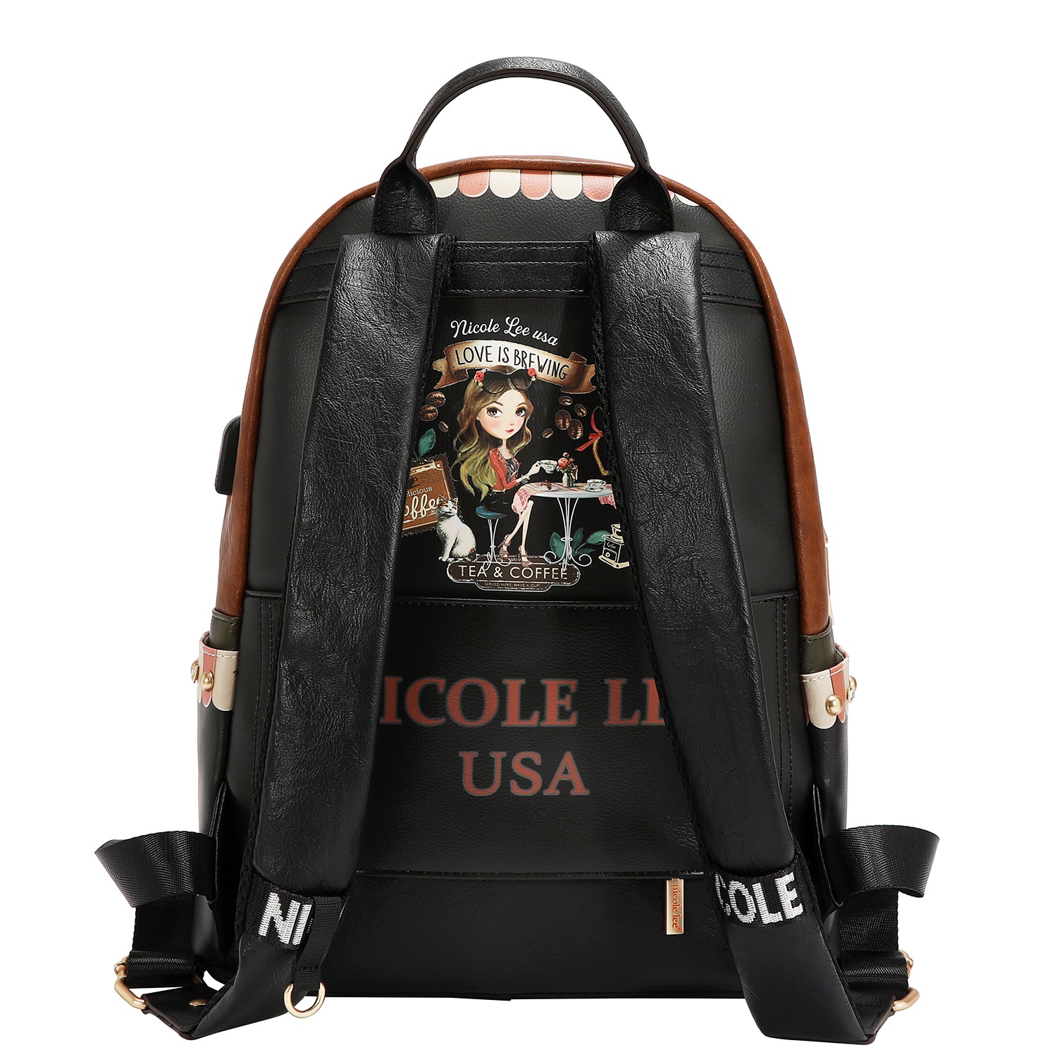 LARGE USB FASHION BACKPACK WITH CHARGING PORT AND POUCH