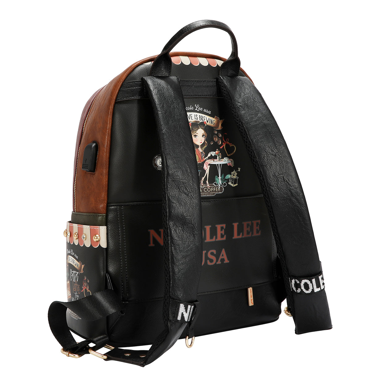 LARGE USB FASHION BACKPACK WITH CHARGING PORT AND POUCH