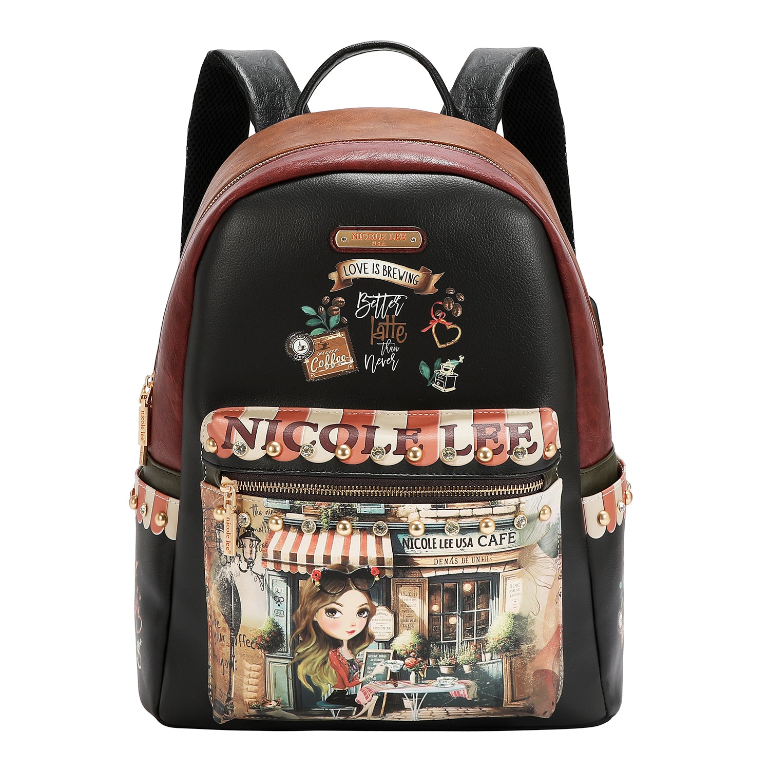 LARGE USB FASHION BACKPACK WITH CHARGING PORT AND POUCH