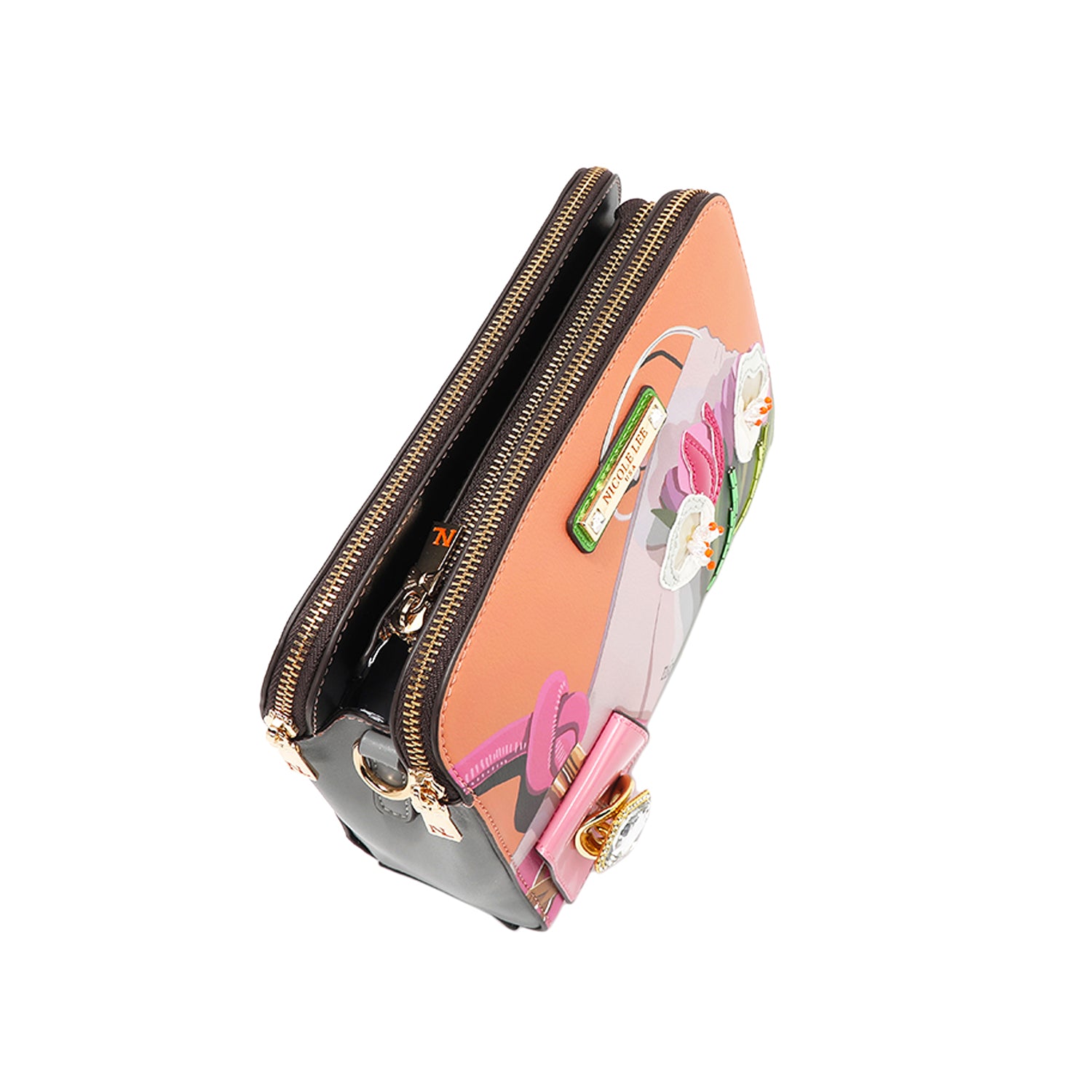 Violet Blossom Crossbody Boasting three Zip Compartments Keep it