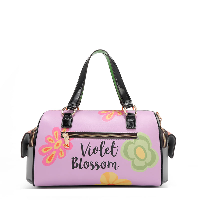 VIOLET BLOSSOM WIDE HANDBAG