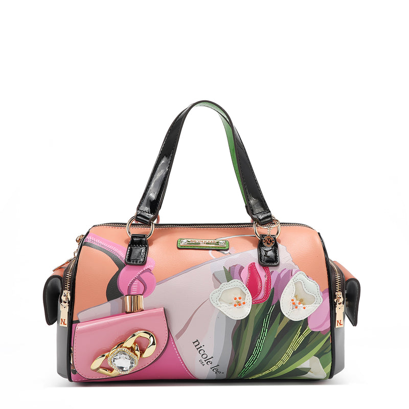 VIOLET BLOSSOM WIDE HANDBAG