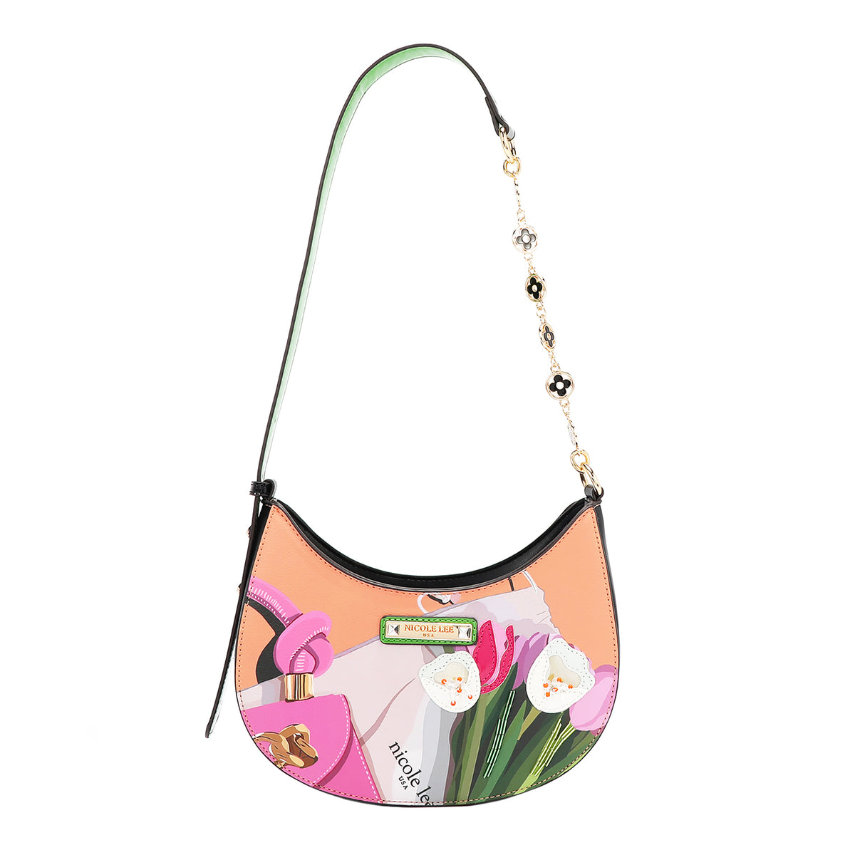Violet Blossom Shoulder Bag with Vegan Leather Exterior with  display picture 1