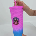 24 OZ STUDDED TUMBLER WITH STRAW