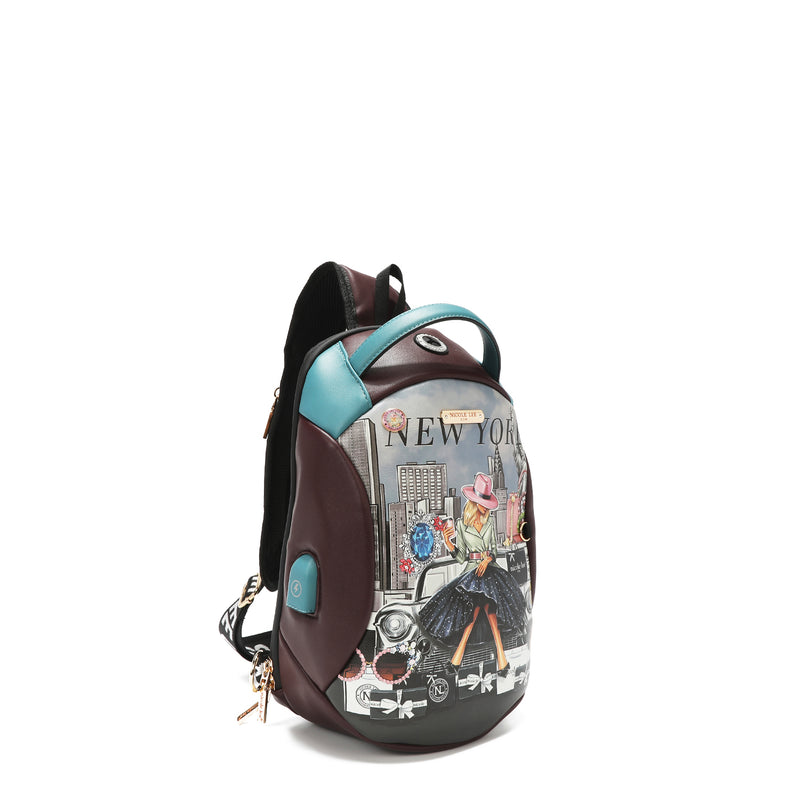 PAULINA SLING BACKPACK WITH USB CHARGING AND EARPHONE PORTS