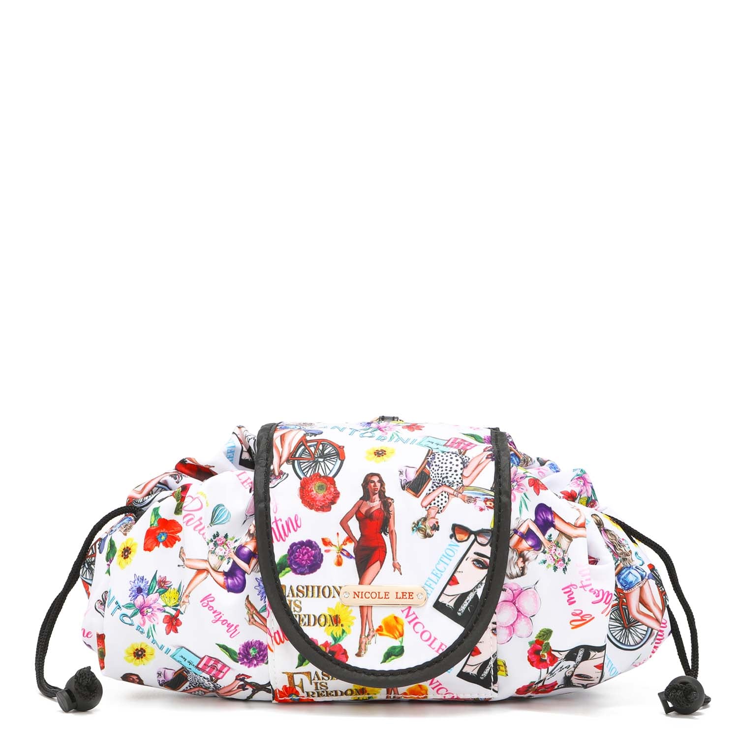 drawstring cosmetic makeup travel bag Drawstring Cosmetic Travel Makeup Bag, Floral Print