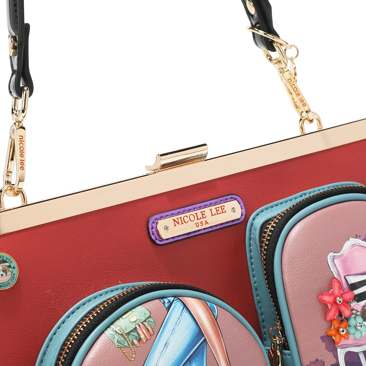 Casual Walk Embellished Vegan Leather Clutch Handbag, Optional