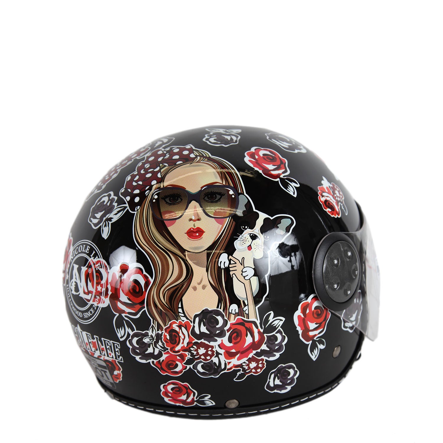 Open Face Fashion Vespa Motorcycle Helmet, Fashion Print, DOT