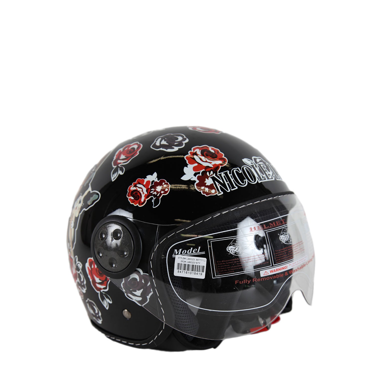 Open Face Fashion Vespa Motorcycle Helmet, Fashion Print, DOT
