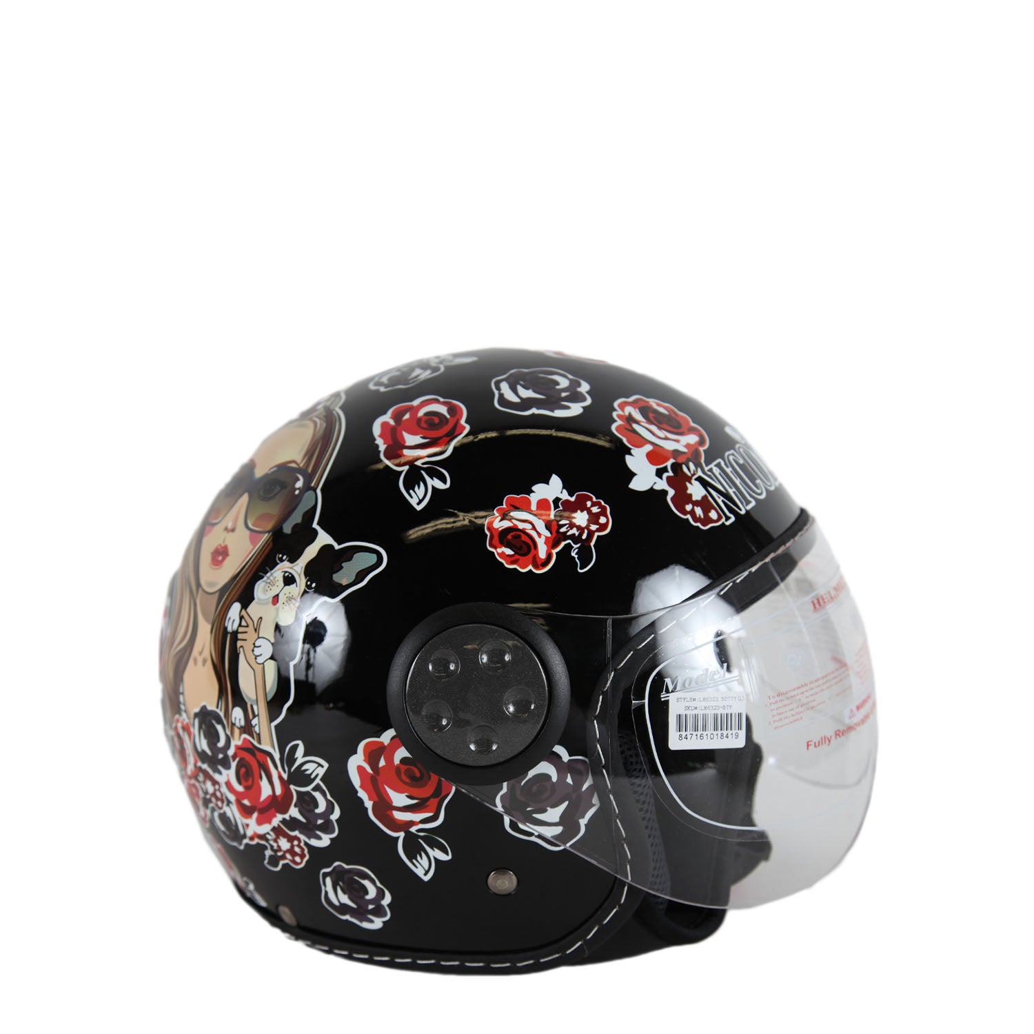 Open Face Fashion Vespa Motorcycle Helmet, Fashion Print, DOT