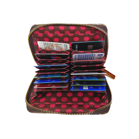 ◇NICK&NICOLE◇ CRYSTAL ACCORDION WALLET_BLACK RFID Accordion Leather Card Case, Credit Card Wallet