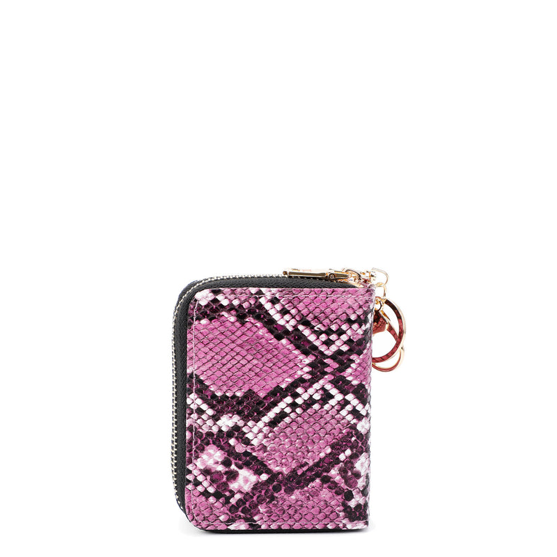 Python Leather Compact Card Wallet, Small Card Case, Snakeskin