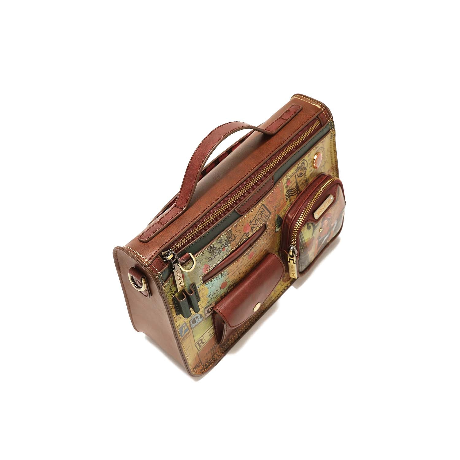 Paris Fashion Week Top Handle Handbag, Vegan Leather Bag with Paris Fashion Week Top Handle Handbag, Vegan Leather Bag with