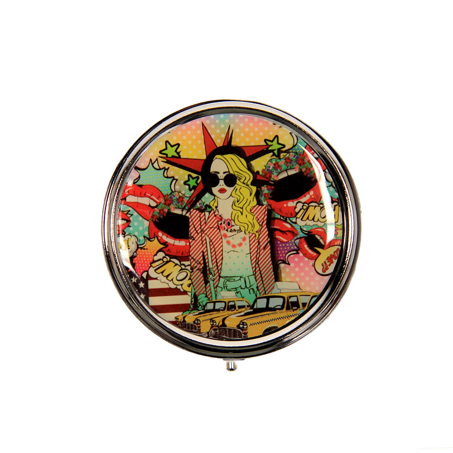 NL Signature Round Pill Case, Large Compact Pill Box